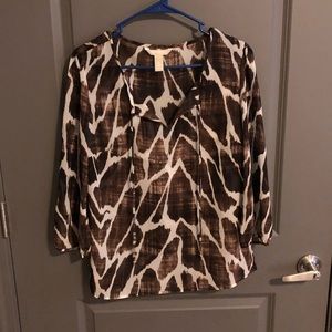 Animal-Print 3/4 Blouse